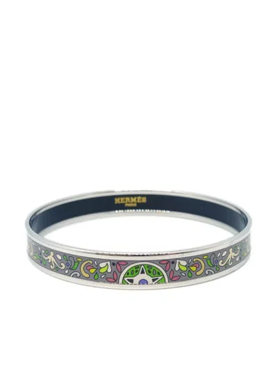 Pre-owned Hermes 1990-2000s Cloisonne Ware Narrow Bangle In Silver