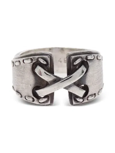 Pre-owned Hermes 1990-2000s Cross-design Ring In Silver