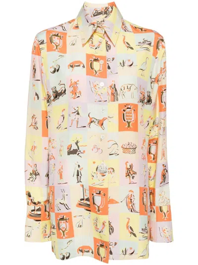 Pre-owned Hermes 1990-2000s Graphic-print Shirt In Neutrals