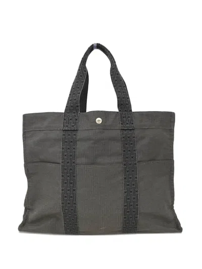 Pre-owned Hermes 1990-2000s Herline Gm Striped Canvas Tote Bag