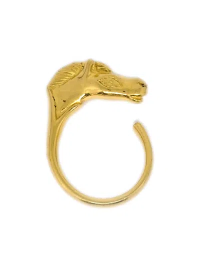 Pre-owned Hermes 1990-2000s Horse Ring In Gold