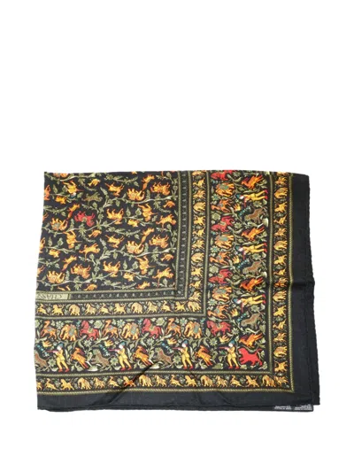 Pre-owned Hermes 1990-2000s Hose-print Square Scarf In Black