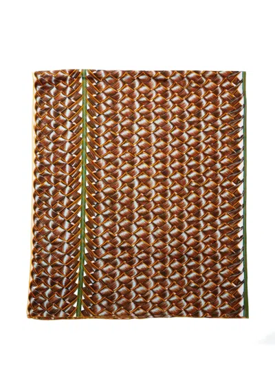 Pre-owned Hermes 1990-2000s Printed Cotton Scarf In Brown