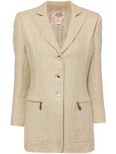 Pre-owned Hermes 1990-2000s Single Breasted Jacket In Neutrals