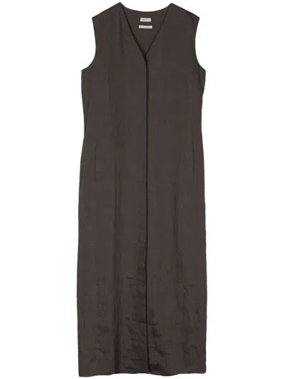 Pre-owned Hermes 1990-2000s Sleeveless Linen Dress In Grey