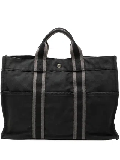 Pre-owned Hermes 1990-2010 Canvas Fourre Tout Mm Tote Bag In Gray