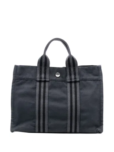 Pre-owned Hermes 1990-2010 Canvas Fourre Tout Pm Tote Bag In Black