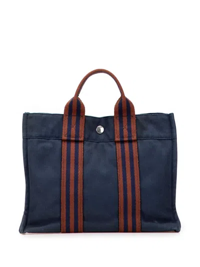 Pre-owned Hermes 1990-2010 Canvas Fourre Tout Pm Tote Bag In Blue