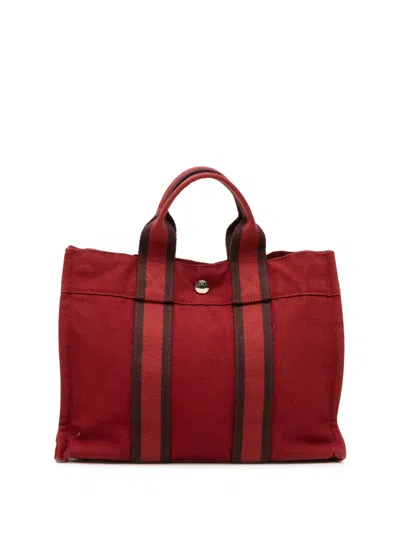 Pre-owned Hermes 1990-2010 Canvas Fourre Tout Pm Tote Bag In Red