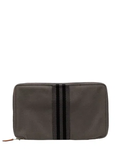 Pre-owned Hermes 1990-2010 Canvas Fourre Tout Zippy Organizer Wallet Long Wallets In Gray