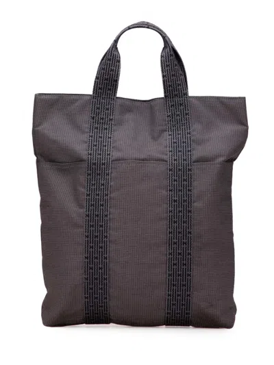 Pre-owned Hermes 1990-2010 Canvas Herline Cabas Tote Bag In Gray