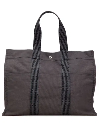 Pre-owned Hermes 1990-2010 Canvas Herline Gm Tote Bag In Gray