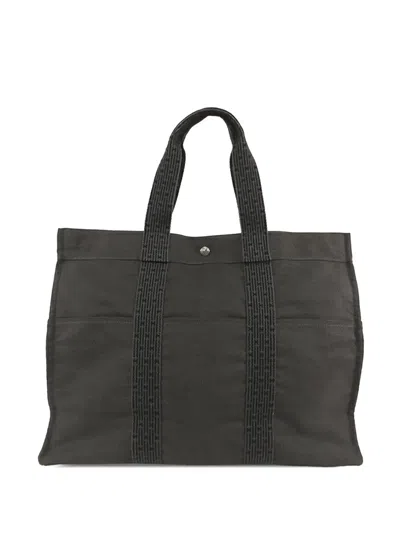 Pre-owned Hermes 1990-2010 Canvas Herline Gm Tote Bag In Gray