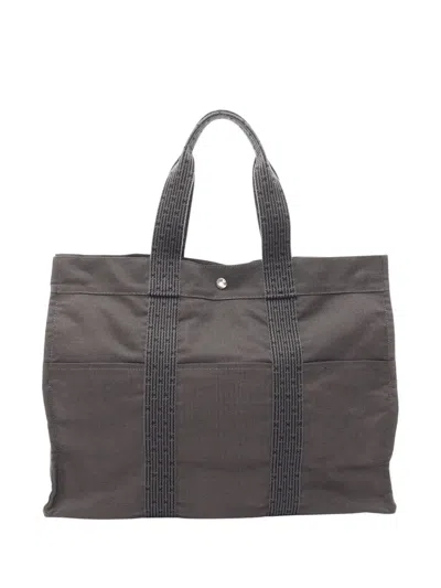 Pre-owned Hermes 1990-2010 Canvas Herline Gm Tote Bag In Gray