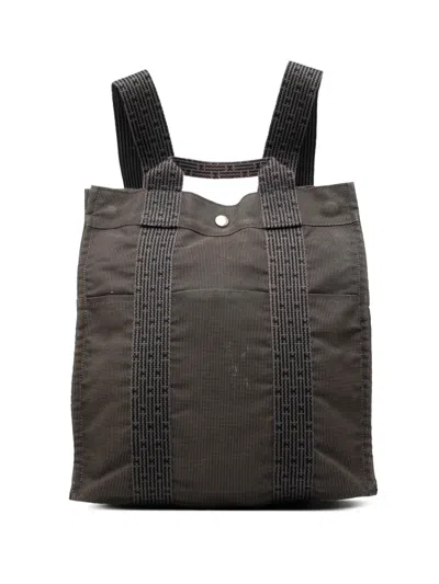 Pre-owned Hermes 1990-2010 Canvas Herline Mm Backpack In Gray
