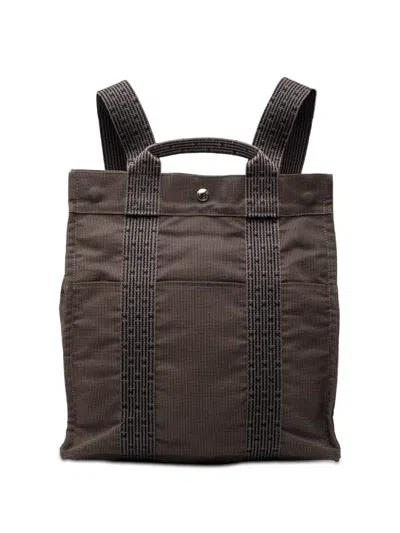 Pre-owned Hermes 1990-2010 Canvas Herline Mm Backpack In Gray
