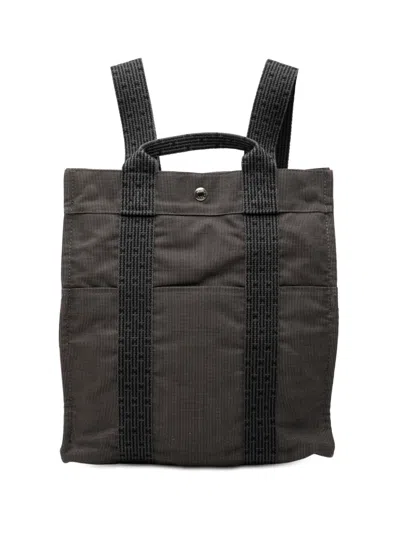 Pre-owned Hermes 1990-2010 Canvas Herline Mm Backpack In Gray