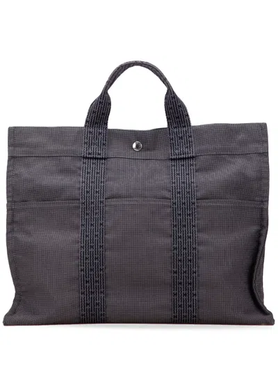 Pre-owned Hermes 1990-2010 Canvas Herline Mm Tote Bag In Gray