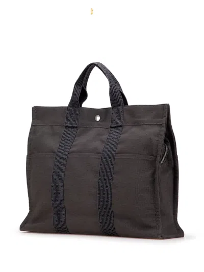 Pre-owned Hermes 1990-2010 Canvas Herline Mm Tote Bag In Gray