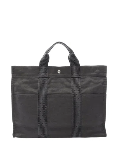 Pre-owned Hermes 1990-2010 Canvas Herline Mm Tote Bag In Gray