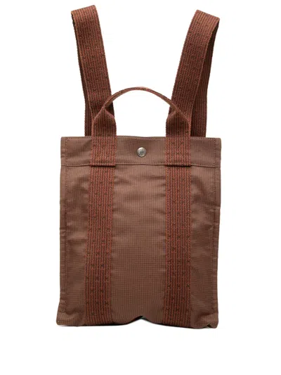Pre-owned Hermes 1990-2010 Canvas Herline Pm Backpack In Brown