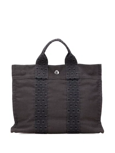 Pre-owned Hermes 1990-2010 Canvas Herline Pm Tote Bag In Gray