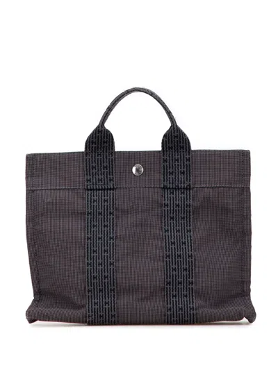 Pre-owned Hermes 1990-2010 Canvas Herline Pm Tote Bag In Gray