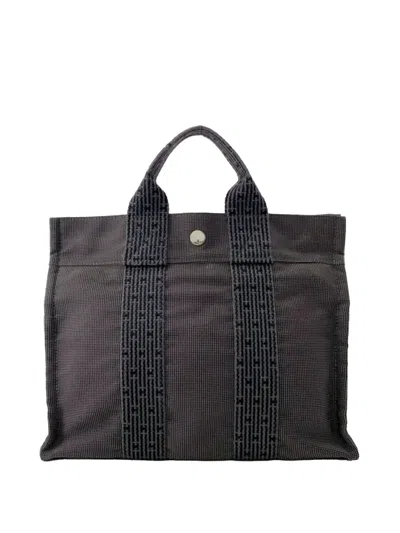 Pre-owned Hermes 1990-2010 Canvas Herline Pm Tote Bag In Gray