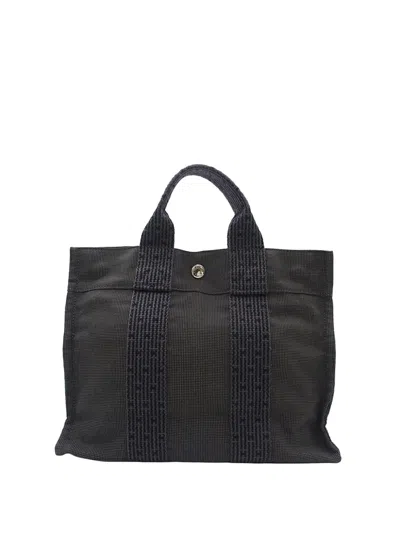 Pre-owned Hermes 1990-2010 Canvas Herline Pm Tote Bag In Gray