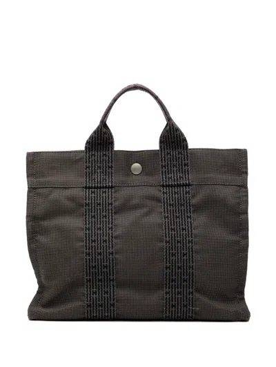 Pre-owned Hermes 1990-2010 Canvas Herline Pm Tote Bag In Gray