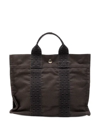 Pre-owned Hermes 1990-2010 Canvas Herline Pm Tote Bag In Gray