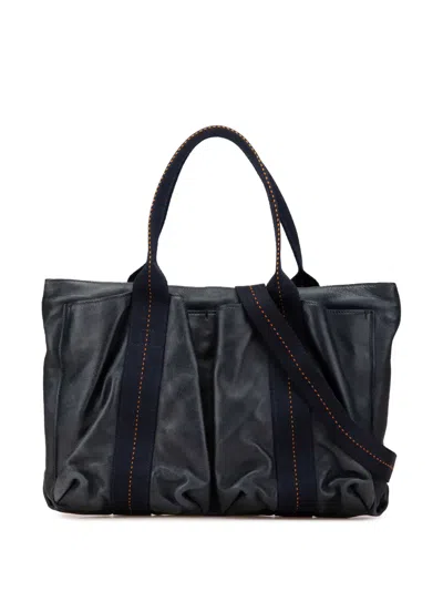 Pre-owned Hermes 1990-2010 Caravan Horizontal Mm Satchel In Blue