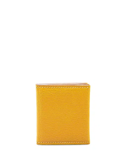 Pre-owned Hermes 1990-2010 Chevre Mysore Grand Papa 6 Views Photo Holder Pm In Yellow