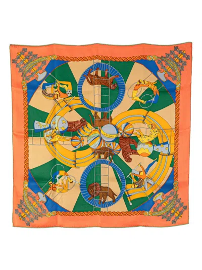 Pre-owned Hermes 1990-2010 Circus Silk Scarf Scarves In Multi