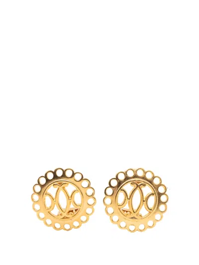 Pre-owned Hermes 1990-2010 Gold Plated Bijouterie Fantaisie Clip On Earrings Costume Earrings