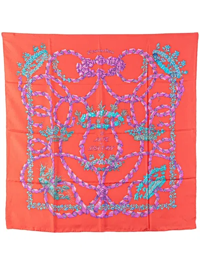 Pre-owned Hermes 1990-2010 Sle Sacre Du Printemps Silk Scarf Scarves In Pink
