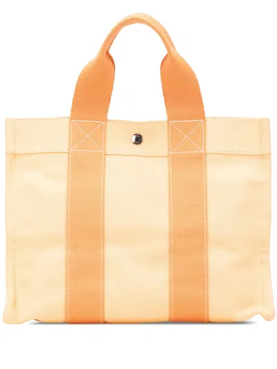 Pre-owned Hermes 1990-2010 Toile Bora Bora Pm Tote Bag In Orange