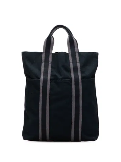 Pre-owned Hermes 1990-2010 Toile Fourre Tout Cabas Tote Bag In Black