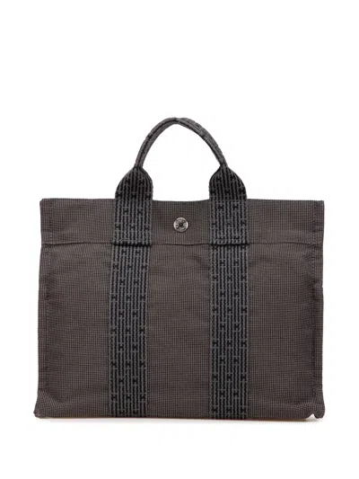 Pre-owned Hermes 1990-2010 Toile Herline Pm Handbag In Gray