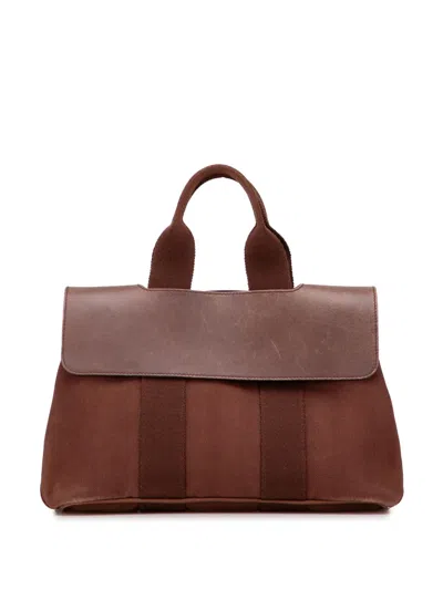 Pre-owned Hermes 1990-2014 Toile And Swift Valparaiso Pm Handbag In Brown