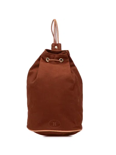 Pre-owned Hermes 1990-2015 Canvas Polochon Mimile Backpack In Brown