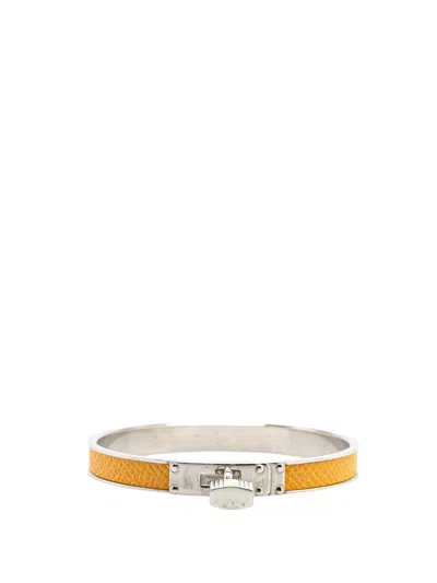 Pre-owned Hermes 1990-2015 Leather Kelly Cadena Lock Bangle Bracelet Costume Bracelet