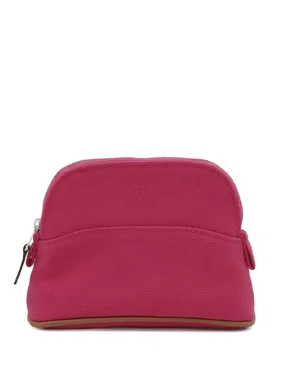 Pre-owned Hermes 1990-2015 Mini Toile Bolide Case Pouch In Pink