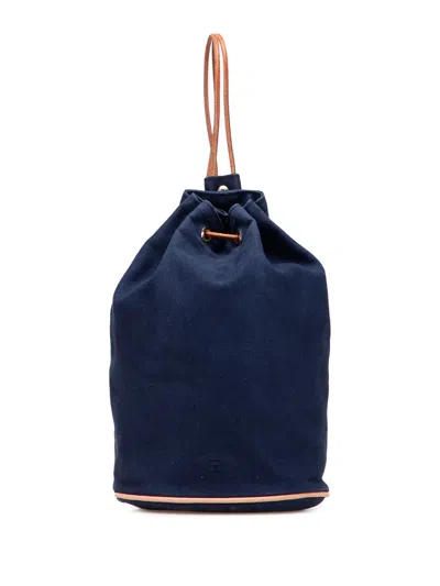 Pre-owned Hermes 1990-2015 Toile Polochon Mimile Backpack In Blue