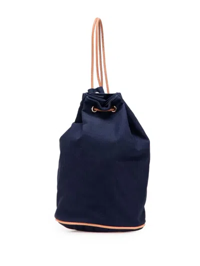 Pre-owned Hermes 1990-2015 Toile Polochon Mimile Backpack In Blue