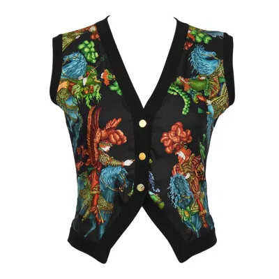 Pre-owned Hermes 1990's  Knit And Silk Vest In Black