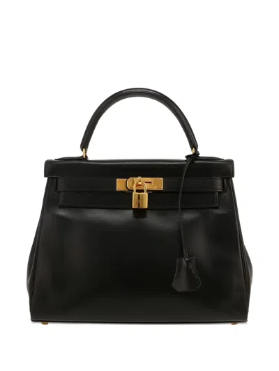 Pre-owned Hermes 1990 Kelly 28 Leather Tote Bag In Black