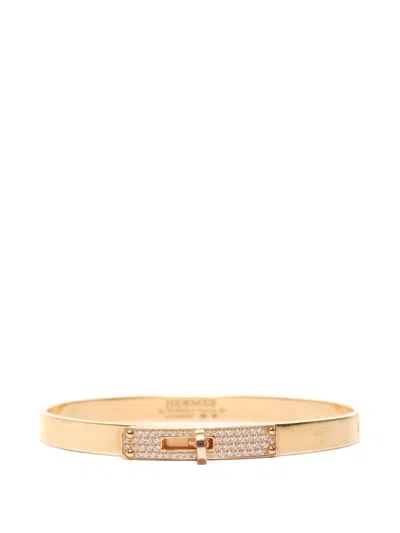 Pre-owned Hermes 1990 Kelly Diamond Bracelet In Gold