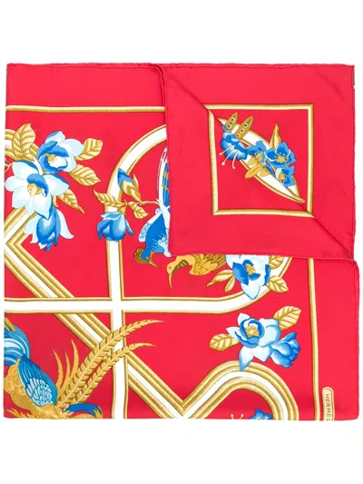 Pre-owned Hermes 1990's  Printed Scarf In Red