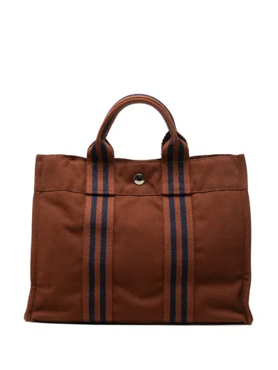 Pre-owned Hermes 1990-2000 Canvas Fourre Tout Pm Tote Bag In Brown